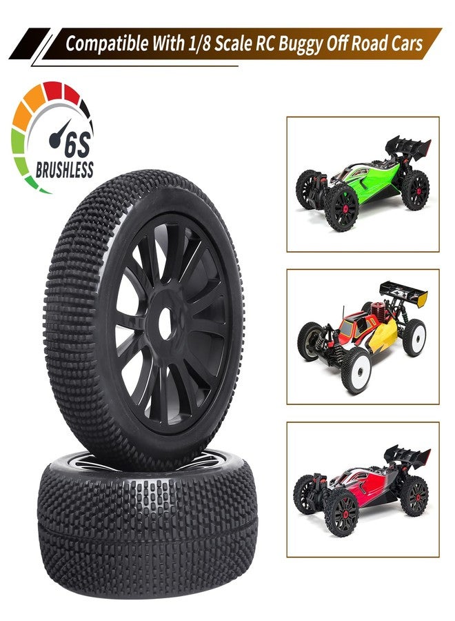FriHobby 1/8 Scale RC Buggy Tires w/Foam Inserts and 17mm Hex Wheels for Arrma Typhon 6S 3s Blx Losi 8ight HPI Vorza Hobao Hyper Kyosho Inferno, Set of 4 - Image 4
